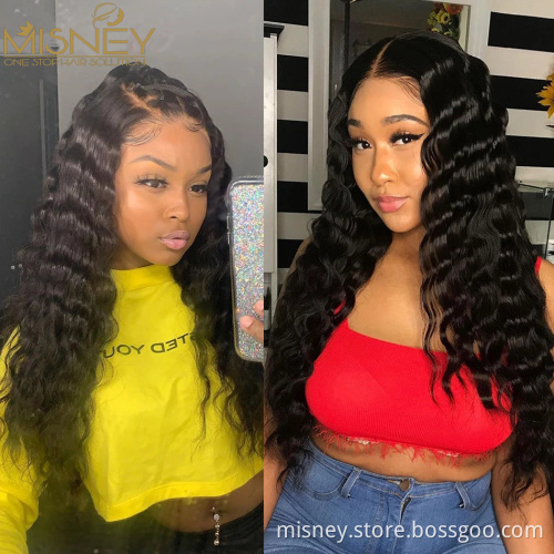 Deep Wave 13x4 Lace Front Human Hair Wigs For Women Pre Plucked HD Transparent Lace Frontal Wig 4x4 Closure Wig
